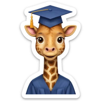 happy giraffe wearing a graduation cap sticker