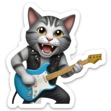 Cat jamming to hard rock music sticker