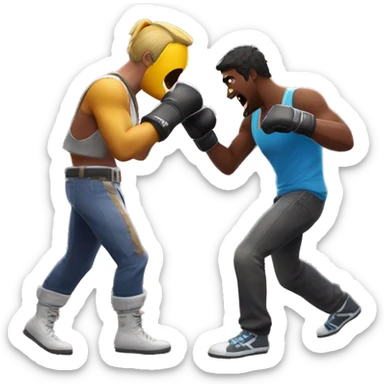 Fortnite noob boxing a guy irl and chug jugging all over him sticker