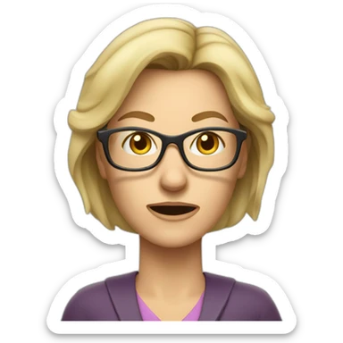 Middle-aged blond woman teacher with Long hair withot glasses being pissed off sticker