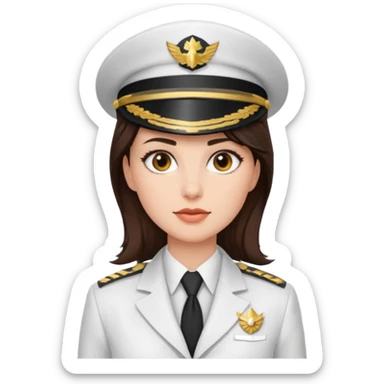brunette woman captain white suit sticker