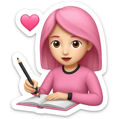 rosa escribiendo pensando sticker