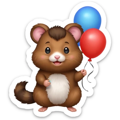 black hamster with balloons sticker