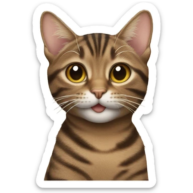 Brown tabby cat making peace sign sticker