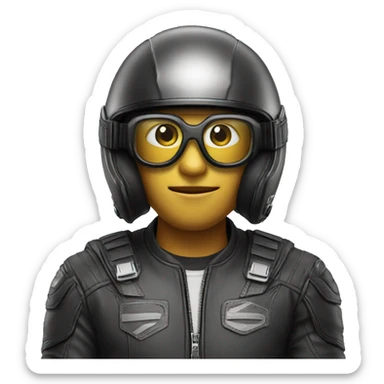 Emoji wearing eyeglasses and cool motorcycle helmet sticker