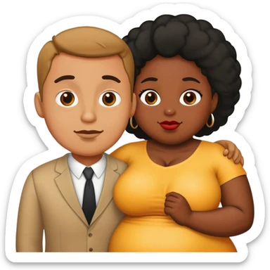 slim short man and fat black woman love sticker