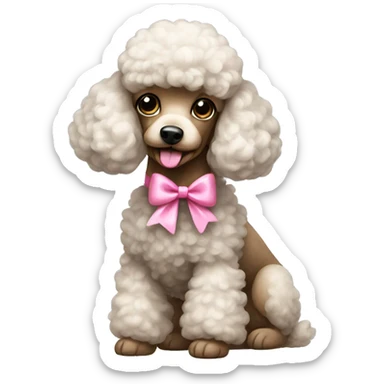 Poodle with a pink bow sticker