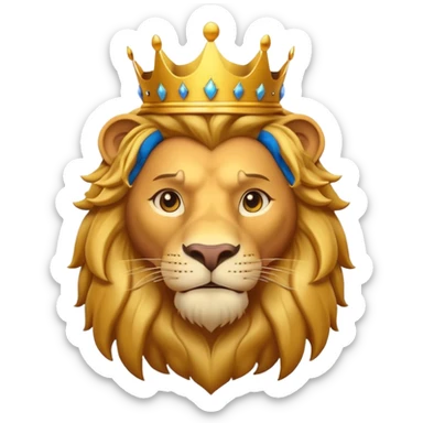 king lion portrait, head and shoulders only, golden crown, royal mane, confident majestic expression, fantasy royalty vibe, 3D cartoon, mobile game icon style, clean background, no text, no watermark
 sticker