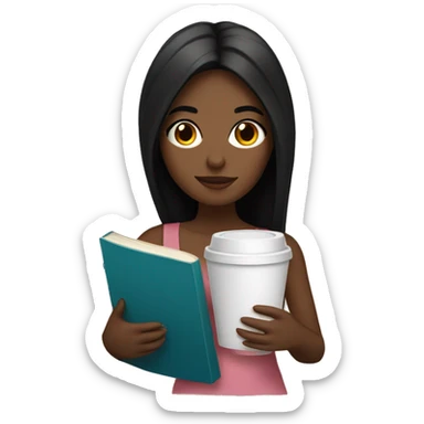 Girly girl with black hair holding a bible and coffee sticker