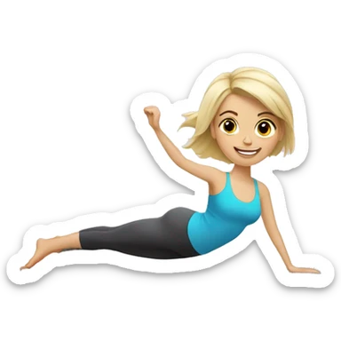 Blonde girl on Pilates reformer  sticker