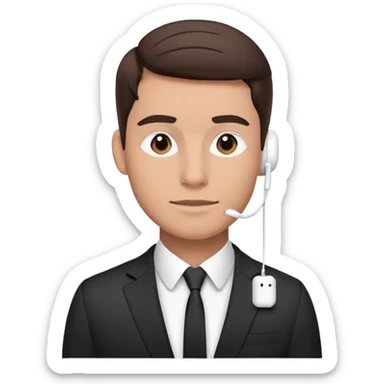 Brunette man in suit with AirPods in sticker