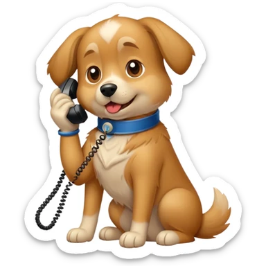 Dog talking on the phone sticker