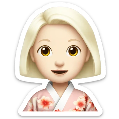albino girl wearing a kimono  sticker