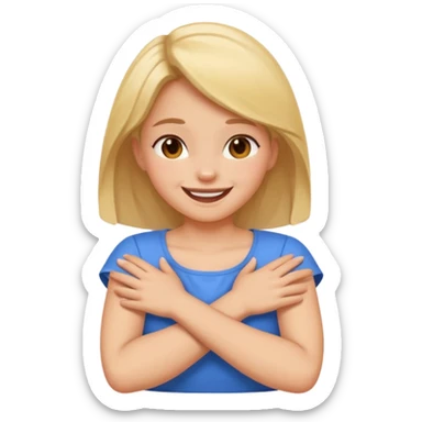 Arms crossed around on neck laughing girl  sticker