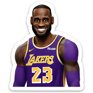 Lebron James in a laker jersey sticker