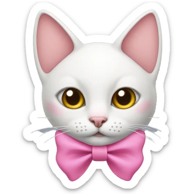cat with pink bows on right side of ear sticker