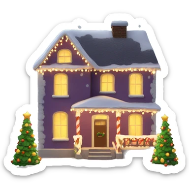 Christmas house with lights sticker