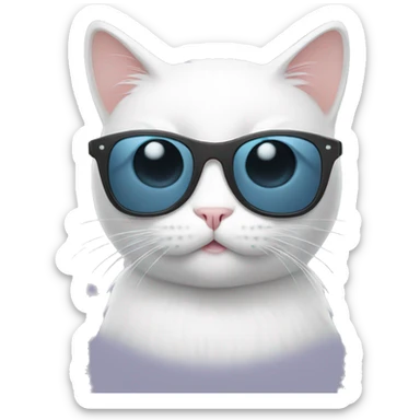 White Cat cute with sunglasses sticker