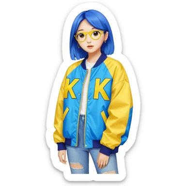 colorful k-pop style streetwear jacket sticker