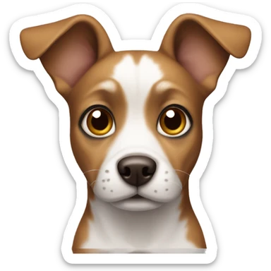 Small brown and white dog with short ears and small nose sticker