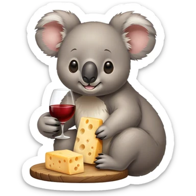 Koala eating cheese and drinking wine sticker