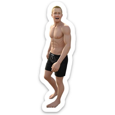barefoot boy at the beach sticker