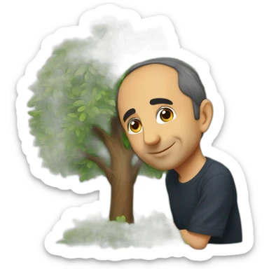 eric zemmour qui fait un calin avec un arbre sticker