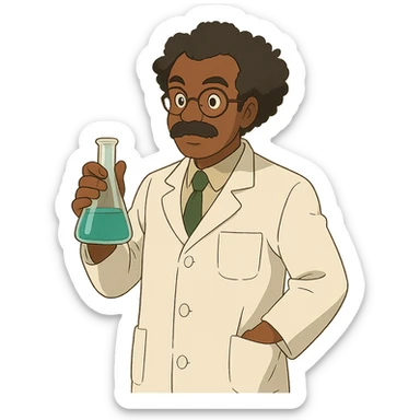 ghibli style black scientist sticker