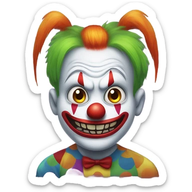 Scary clown with cat on head sticker