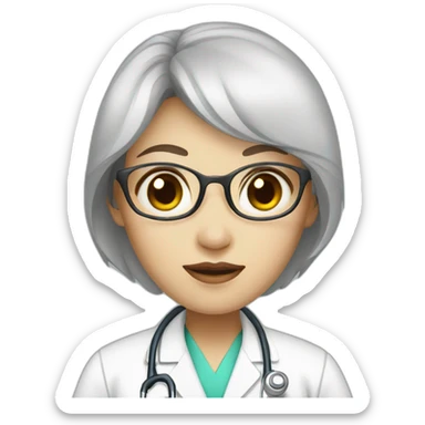 Big-eyed Chinese female doctor in white coat sticker