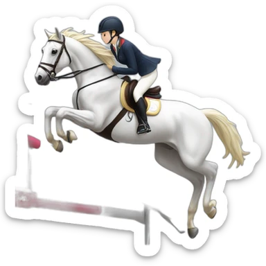 white-hourse-with-olympics-jumping-compelition-rider—japanese-girl sticker