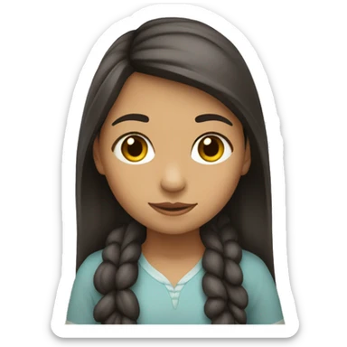 niña con pelo largo moreno y pecas sticker