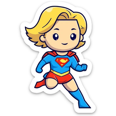 Blond woman superhero with Zoe across her chest sticker