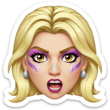 ke$ha with glitter making a snarling fun face sticker