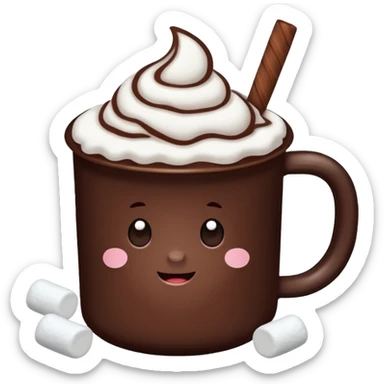 hot cocoa with marshmellows sticker
