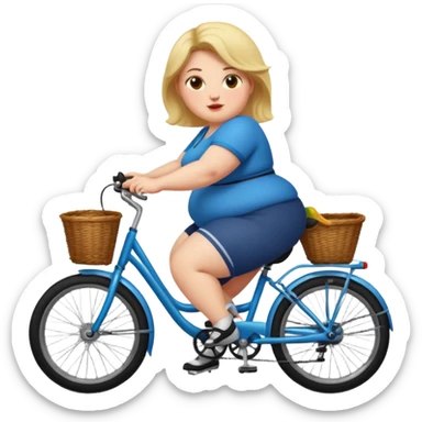 Fat women on bicycle  sticker