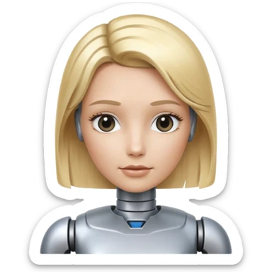 female robot with blond hair more metalic face sticker
