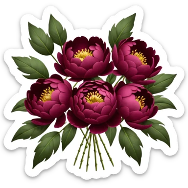 Close Burgundy peonies bouquet  sticker