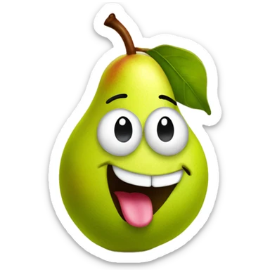 A cute pear with tongue out sticker