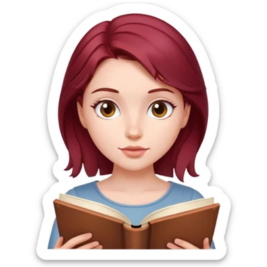 A beautiful, burgundy haired girl reading a book sticker