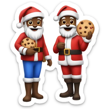 Santa Claus with Rudolf and Cookies sticker