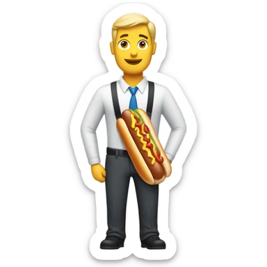 Man with hot dog coming out of waist  sticker