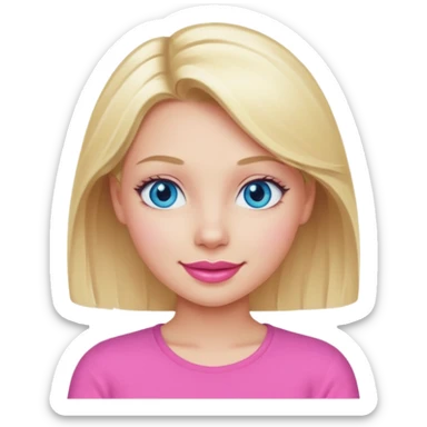 blonde girl blue eyes big pink lips bimbo pink top diva sticker