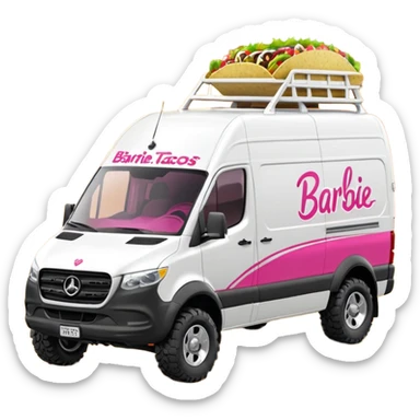 Barbie’s hot tacos Extended length Sprinter 4500 van high roof off road rally delivery truck capable of rock and desert racing  sticker