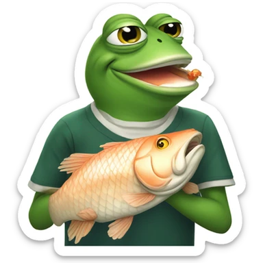 Pepe the frog eating carp sticker