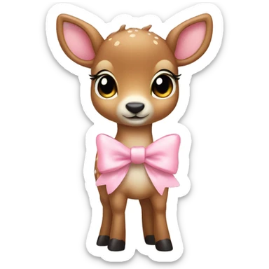 Cute full body deer wearing baby pink bow sticker