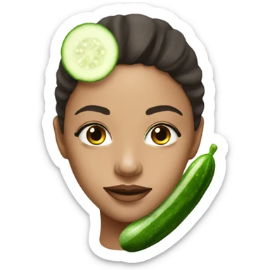beautiful girl with a cucumber mask on her face sticker