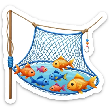 fishing net with fishes sticker