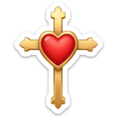 Two red  hearts connected by one simple gold cross  sticker