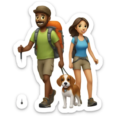 couple hiking with dog sticker